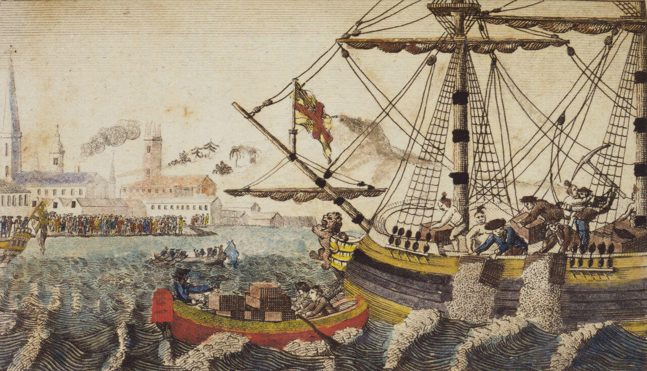 Boston Tea Party in The History of North America, ein Buch von William Cooper (1799)