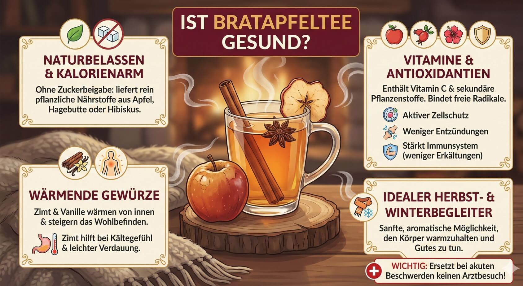 Bratapfel-Tee kann unter gewissen Umständen sehr gesund sein