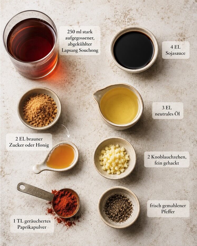 Zutaten für rauchige Lapsang-Marinade