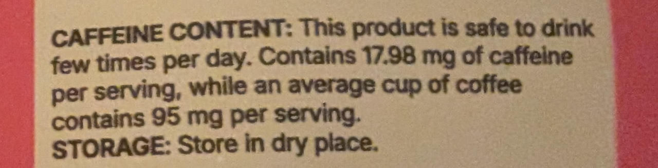 Im Lulutox Tee ist auch Koffein enthalten - Wie viel findet man auf der Rückseite der Verpackung