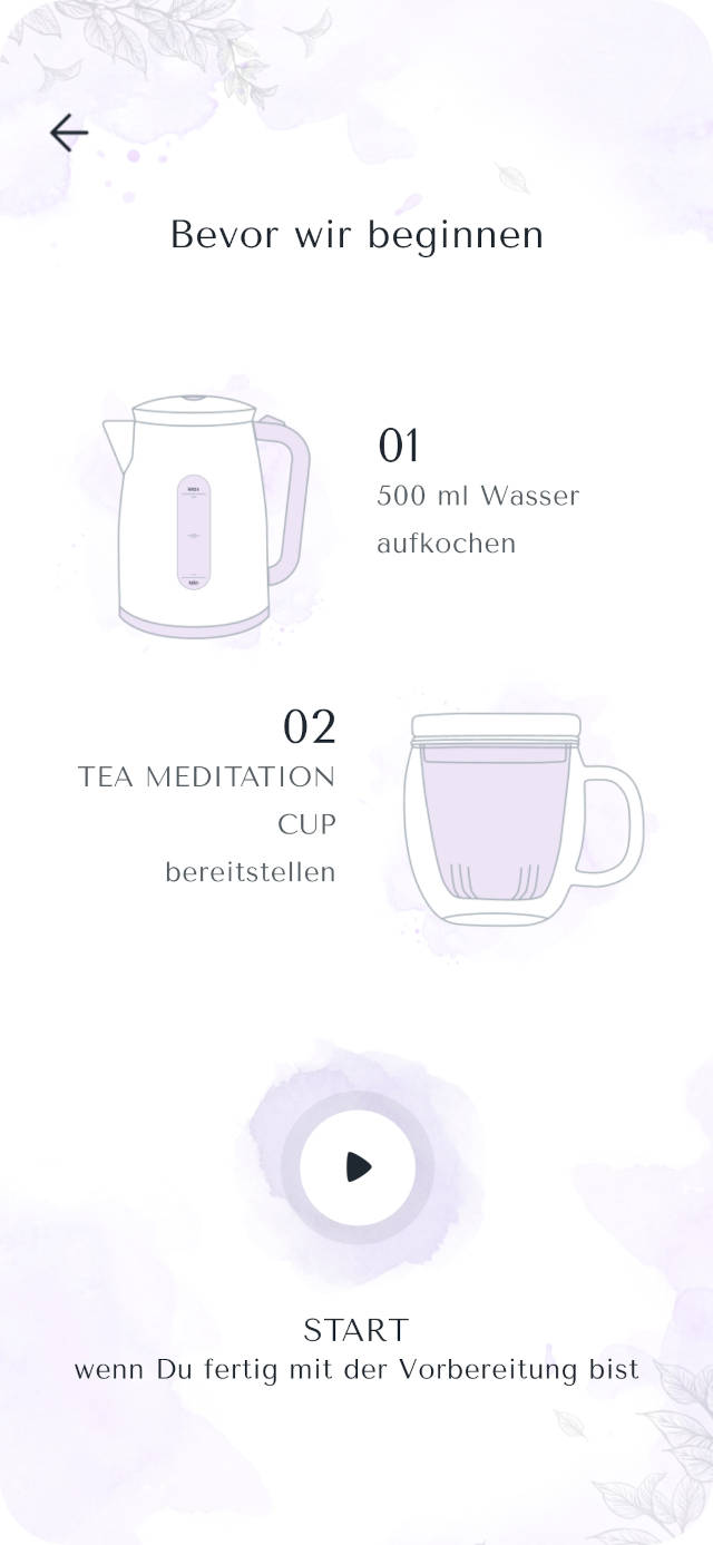 Der Hinweis, bevor die Tee-Meditation beginnt.